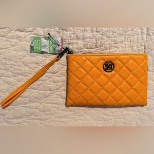 Badgley Mischka Orange Quilted Wristlet